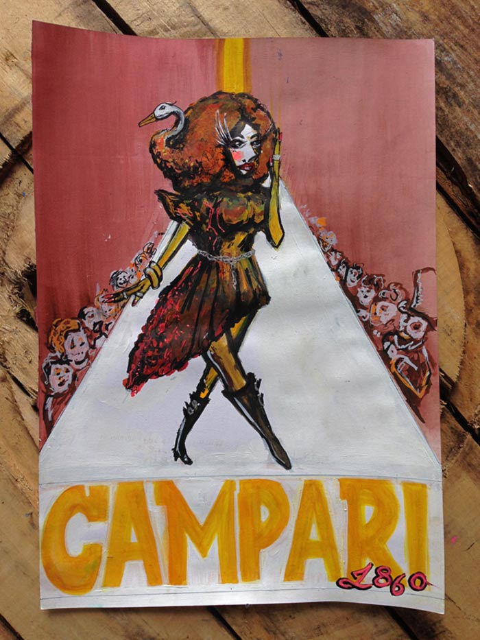 Campari poster art fashion runway