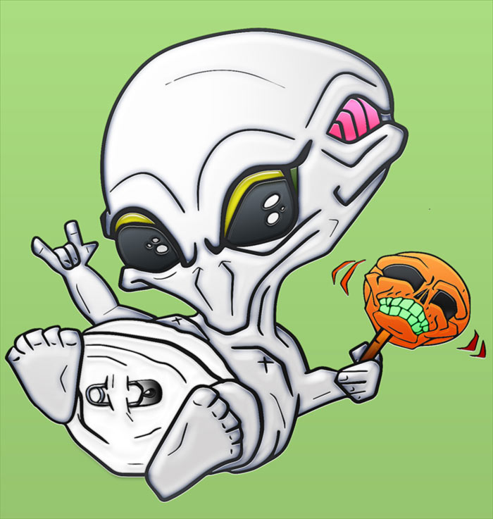 digital baby alien sketch art by Vinni Kiniki