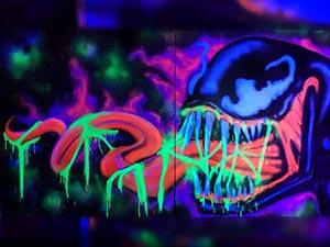 Venom black light graffiti on canvas