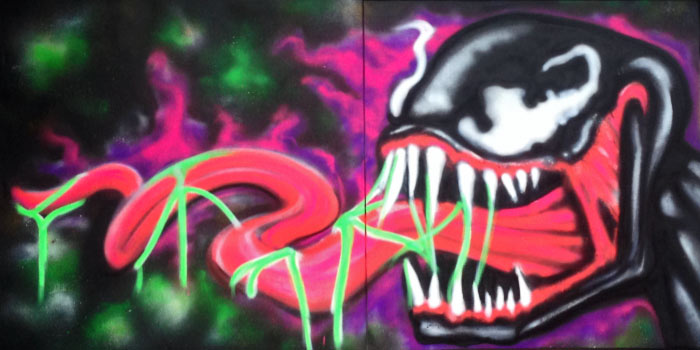 venom graffiti painting by vinni kiniki