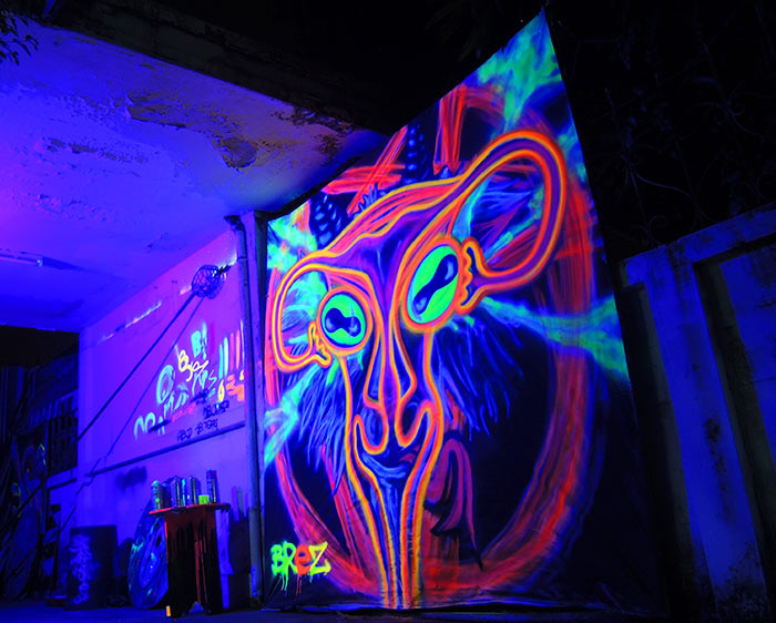 black light art occult goat uterus graffiti