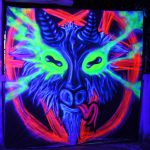 black light graffiti mural wallpaper satanic goat