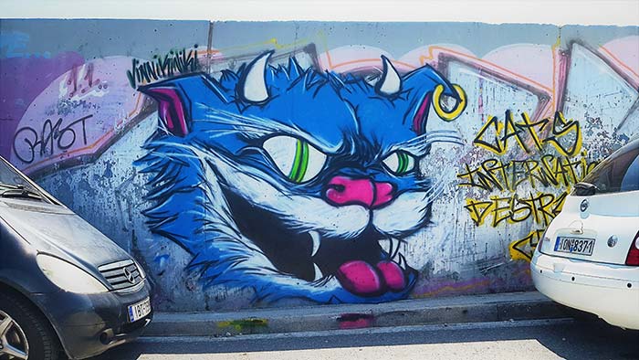 Devil cat graffiti Athens 2018