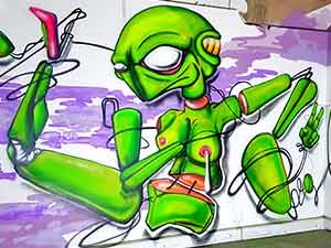 Alien Anroid Autopsy Graffiti Art