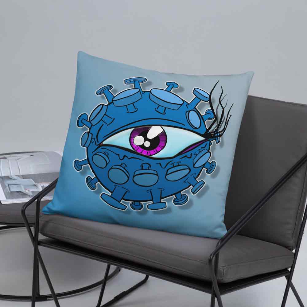 Viral Eyeball cushion on a chair