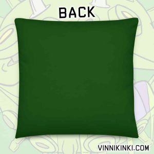 Coronavirus inspired art print on green pillow back of cushion