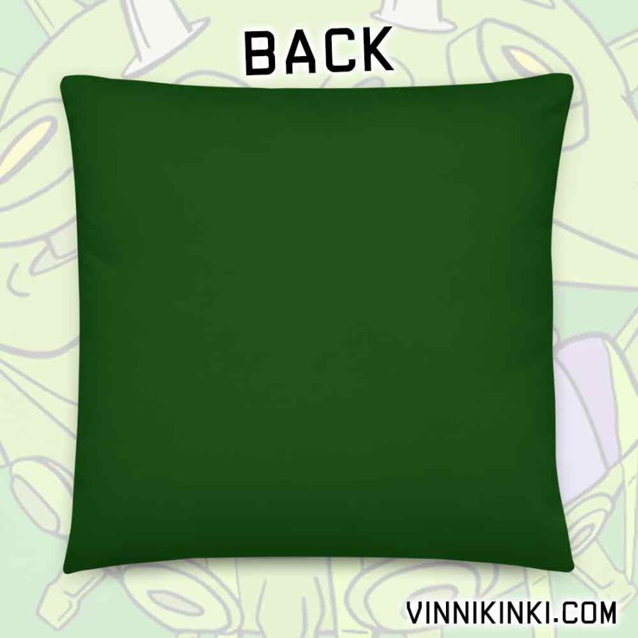 Coronavirus inspired art print on green pillow back of cushion