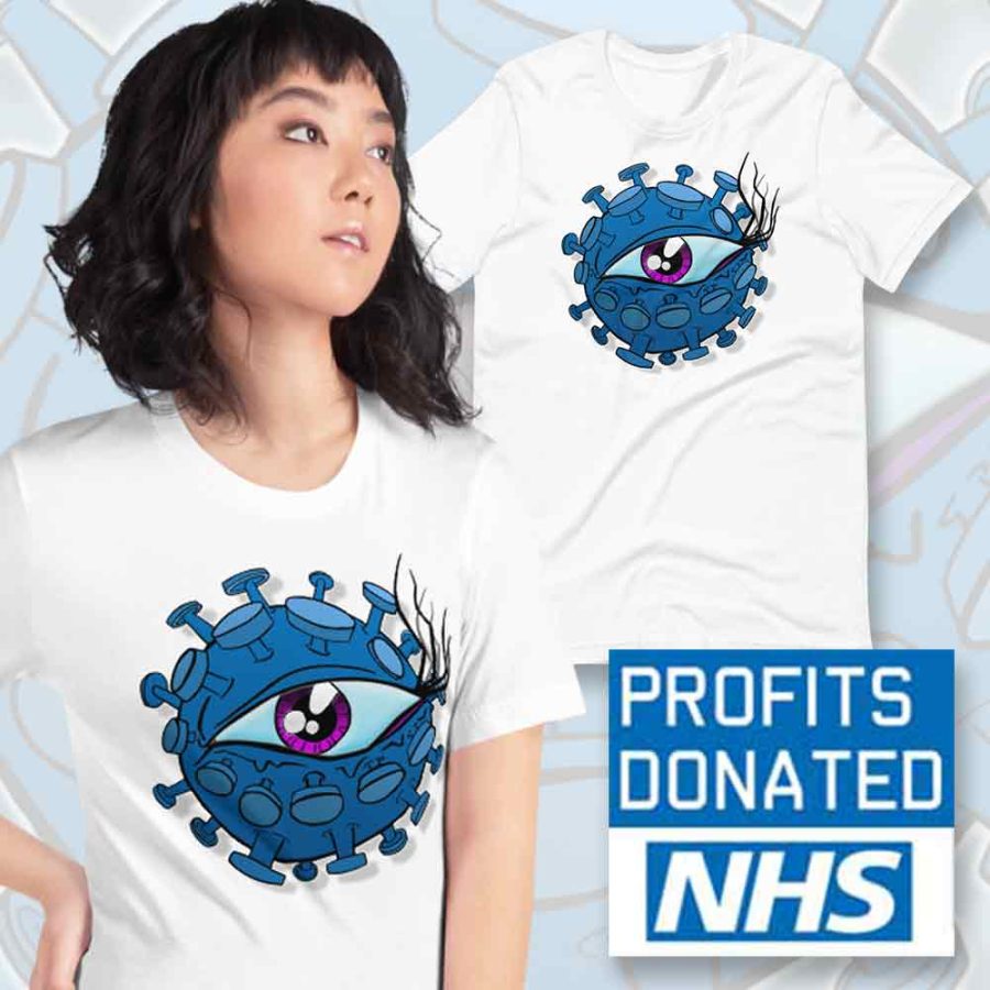 corona virus inspired viral eyeball ladies t-shirt