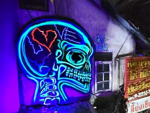 Live Black Light Graffiti Mural at The Hechyeomoyeo Volume 5 Closing Party Bangkok