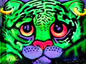 Formosan Clouded Leopard Black Light Mural Taichung, Taiwan
